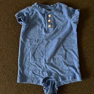 Primary Baby Heathered Henley Shortie- Cornflower